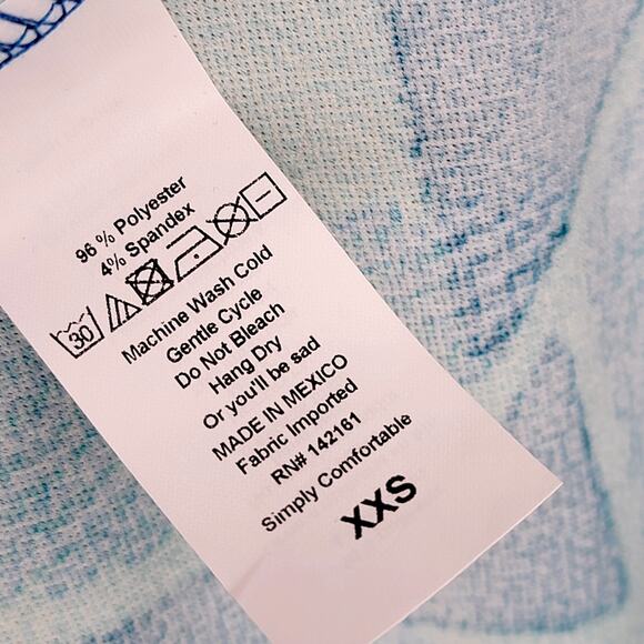 LuLaRoe Nicole Dress XXS Geometric Triangles Teal Blue Pink Mod Color Pop Skater - Picture 4 of 10